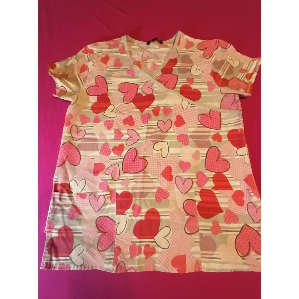 "Just Love" Scrubs Top - Size: Med  (0627)